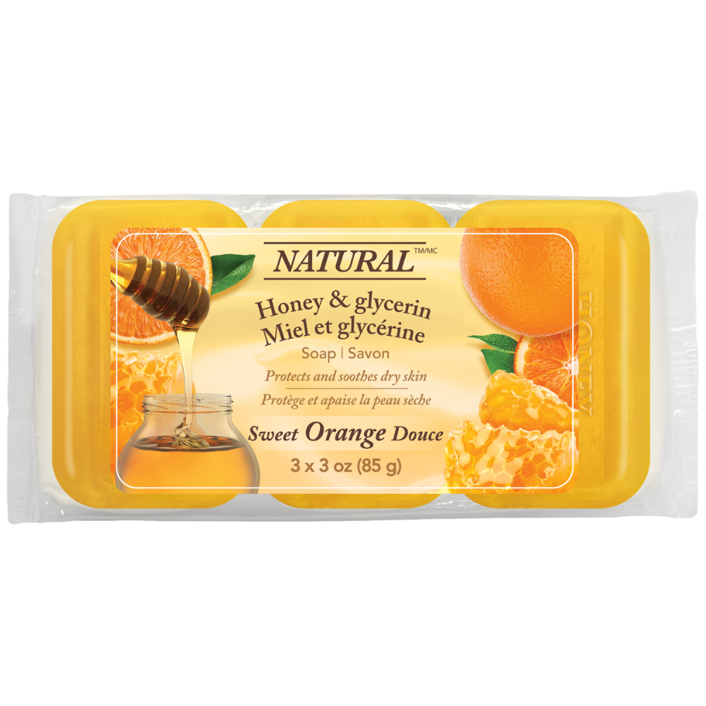 NATURAL HONEY GLYCERIN REGULAR BAR SOAP, 3 X 85 g