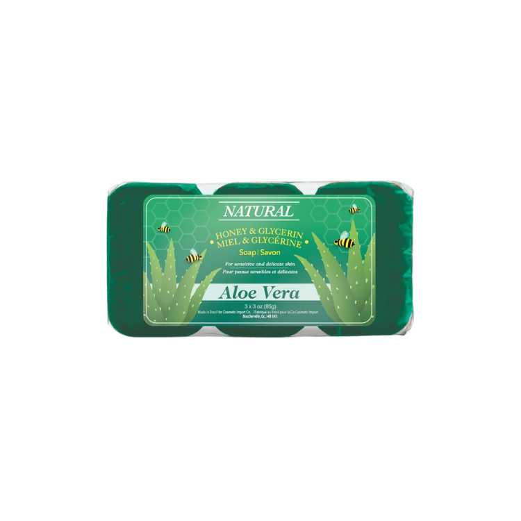 ALOE VERA, HONEY & GLYCERIN BAR SOAP, 3 X 3 oz (85 g)