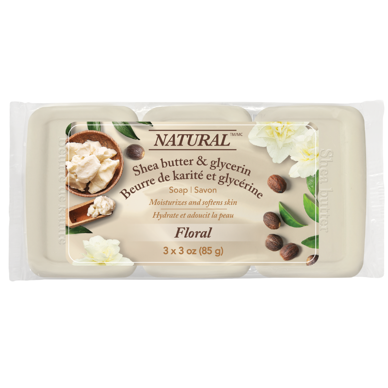 FLORAL SHEA BUTTER & GLYCERIN BAR SOAP, 3 X 3 oz (85 g)
