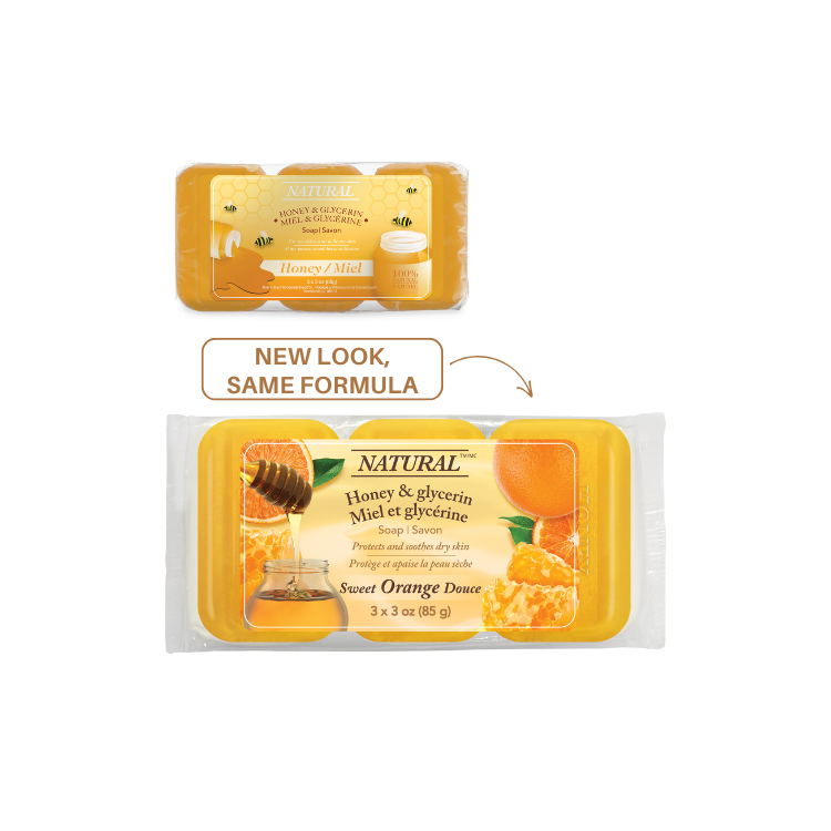 HONEY & GLYCERIN BAR SOAP, 3 X 3 oz (85 g)